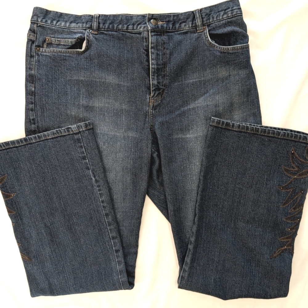 Lauren Jeans Co Ralph Lauren Embellished Bootcut Jeans Size 16